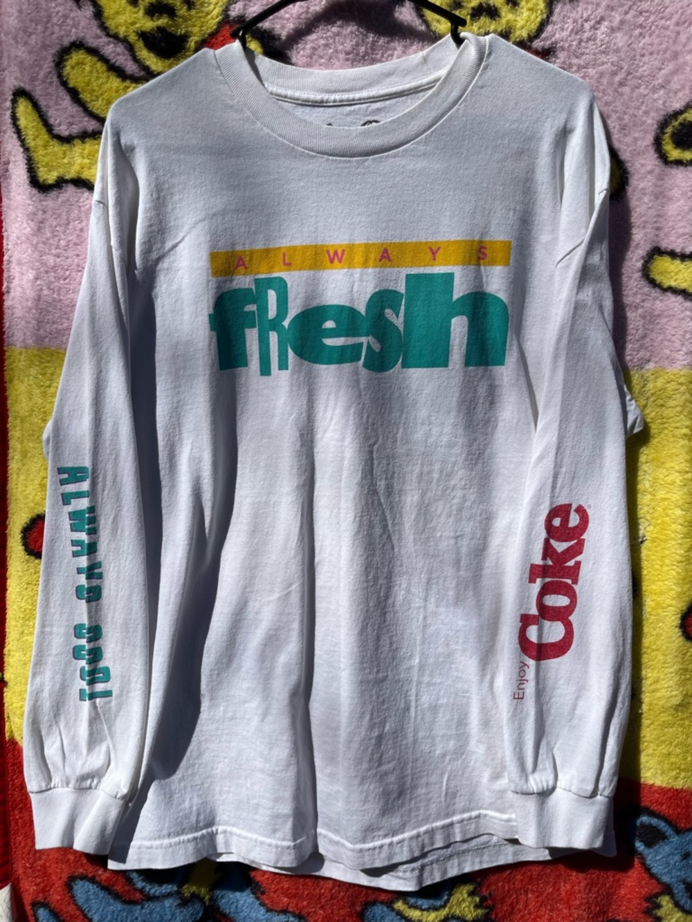 Vintage Coca-Cola Always Fresh Always Cool Long Sleeve Tee Size L 90s Retro